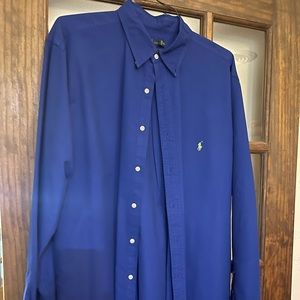 Mens Polo dress shirt.Royal blue color.Just came from the dry cleaners.